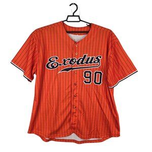 Mens Exodus Freedom Jersey Orange & Black Striped Button Up Short Sleeve 3XL